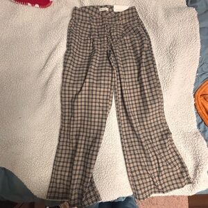 Cato Plaid Boot Cut Pants - Blue and Tan